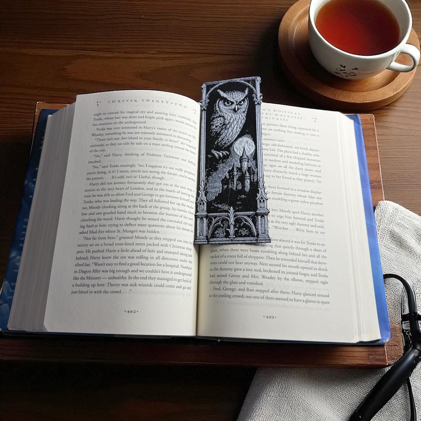 Moonlit Guardian – Owl & Castle Harry Potter inspired Bookmark