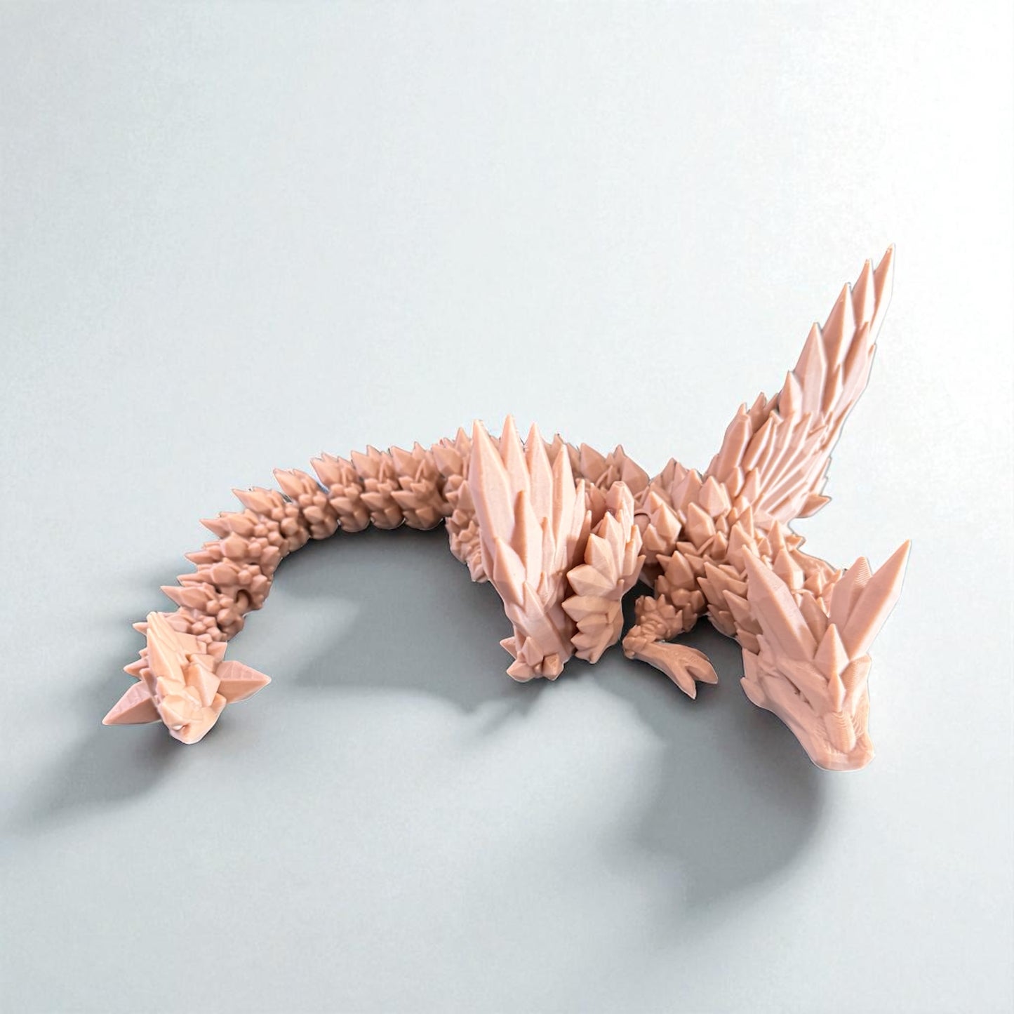 Aurithal the Crystal Dragon – 15" Articulated Fantasy Figurine (PLA Wood Cream & Color Finish)