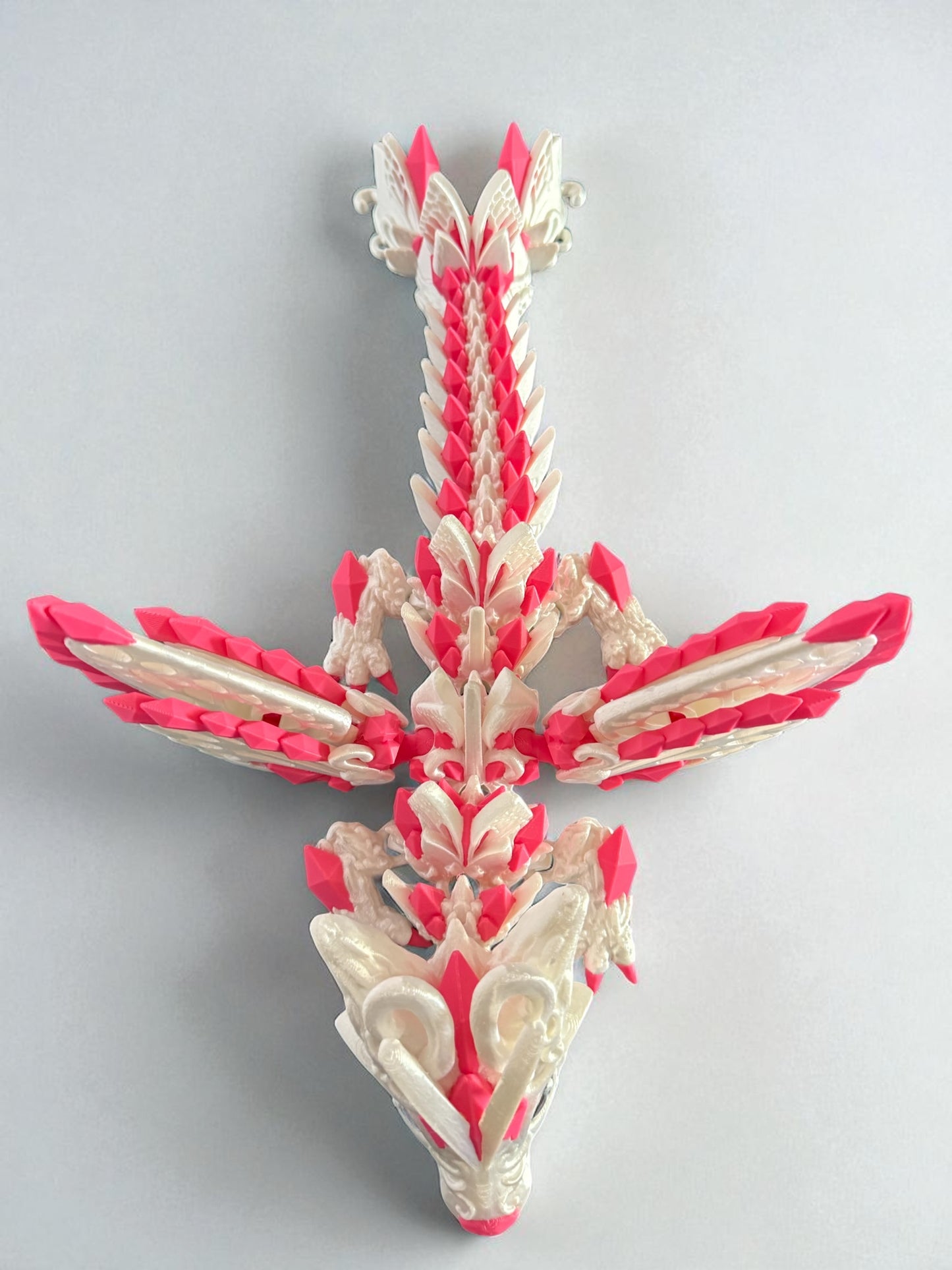 Amara the Wolf Dragon Premium Silk PLA Edition - Unique Design with Pink Accents and Detailed Features