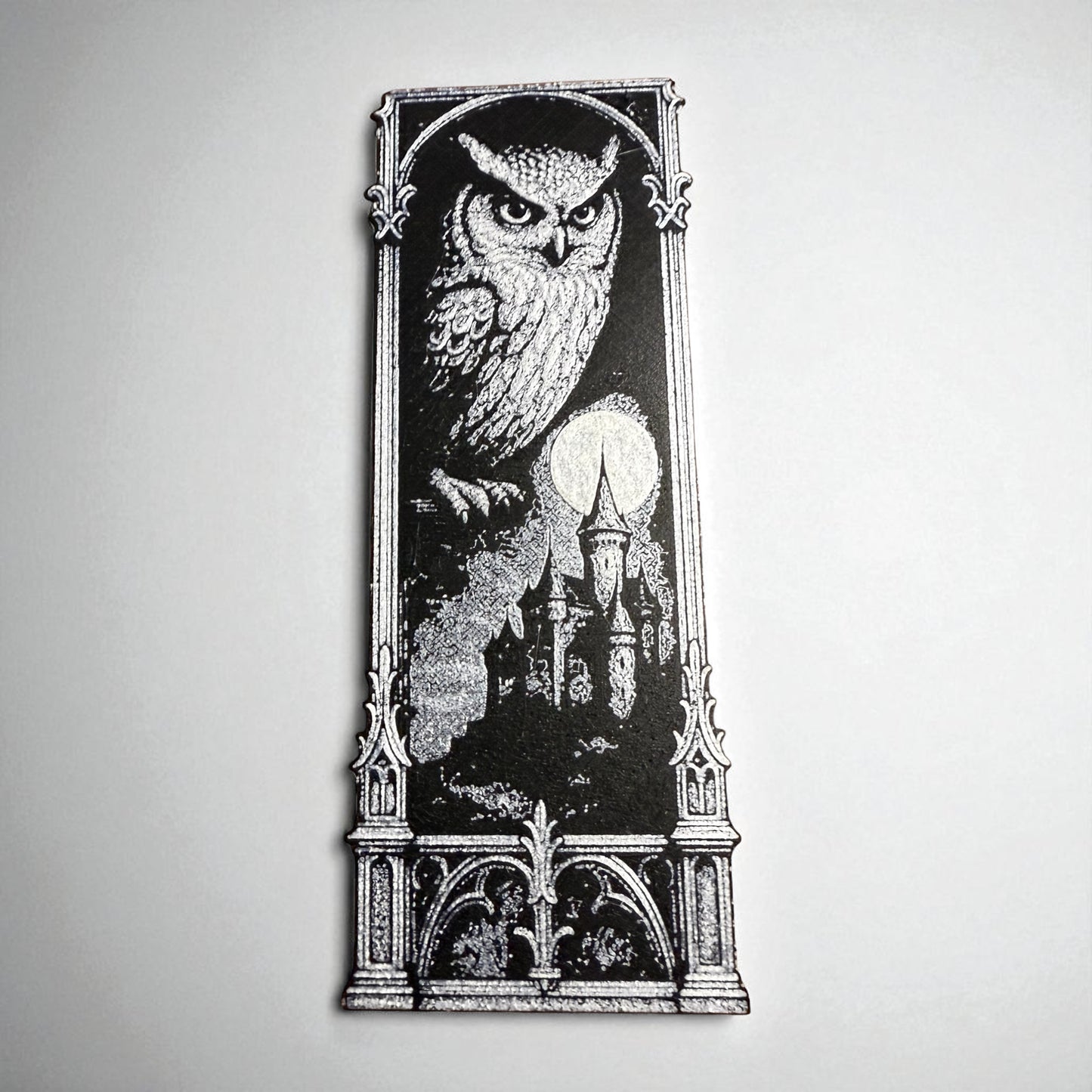 Moonlit Guardian – Owl & Castle Harry Potter inspired Bookmark