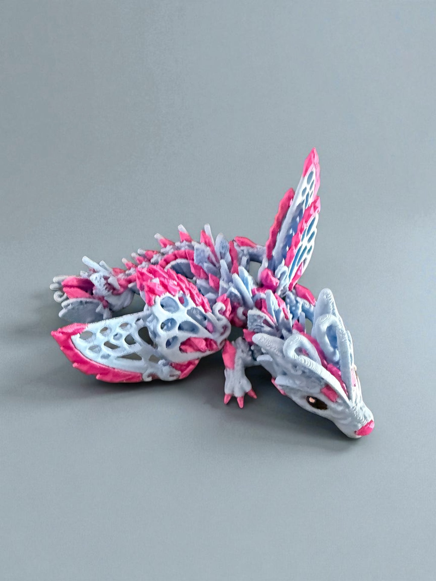 Rysuna the baby Wolf Dragon – Fully Articulated Collectible (Blue with Purple Accents, 4")