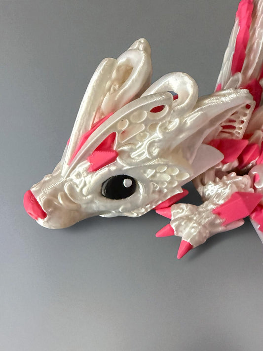 Amara the Wolf Dragon Premium Silk PLA Edition - Unique Design with Pink Accents and Detailed Features