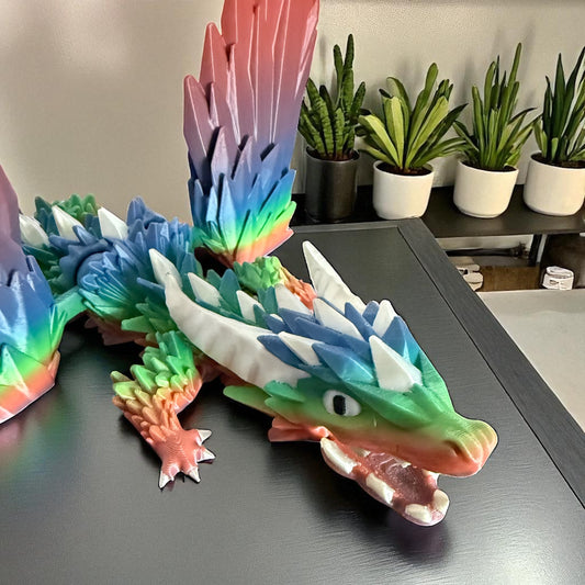 Rainbow Crystal Dragon – 3D Printed Articulated Figurine