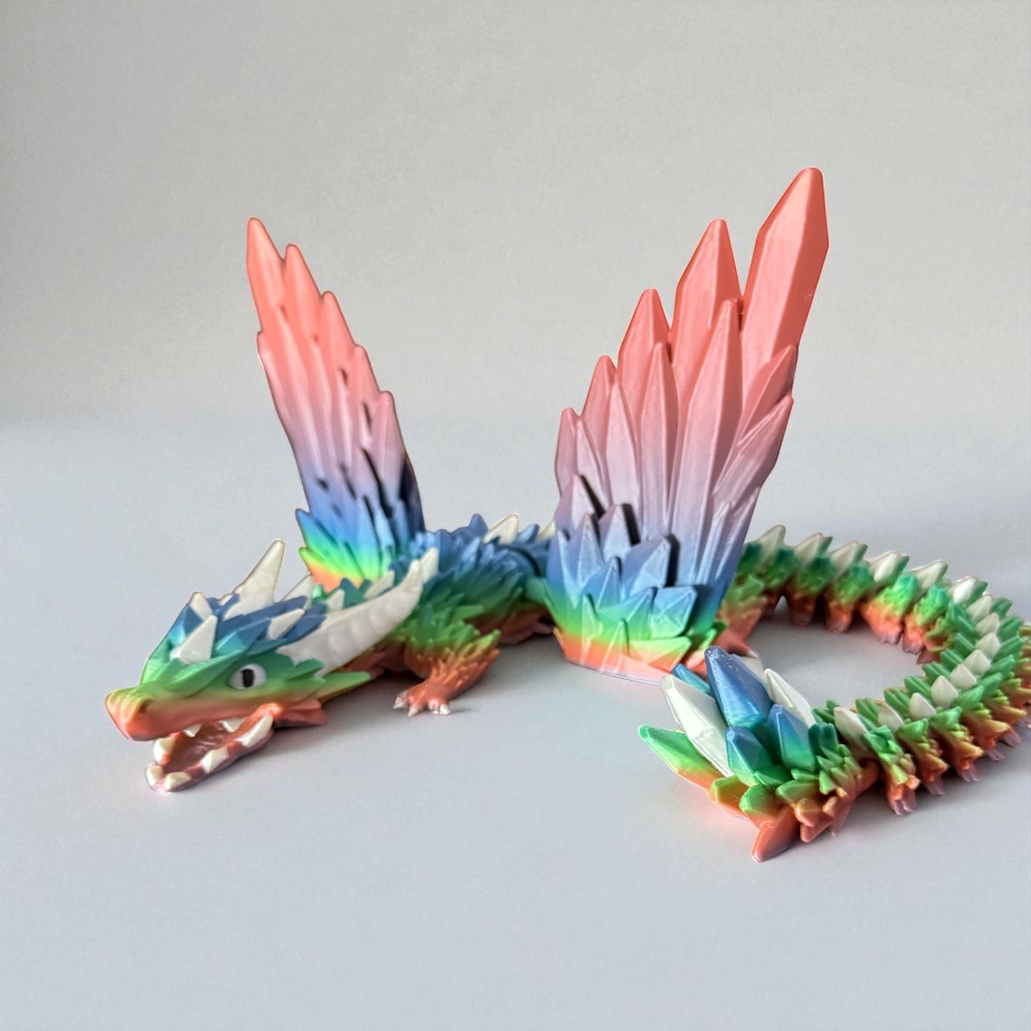 Rainbow Crystal Dragon – 3D Printed Articulated Figurine