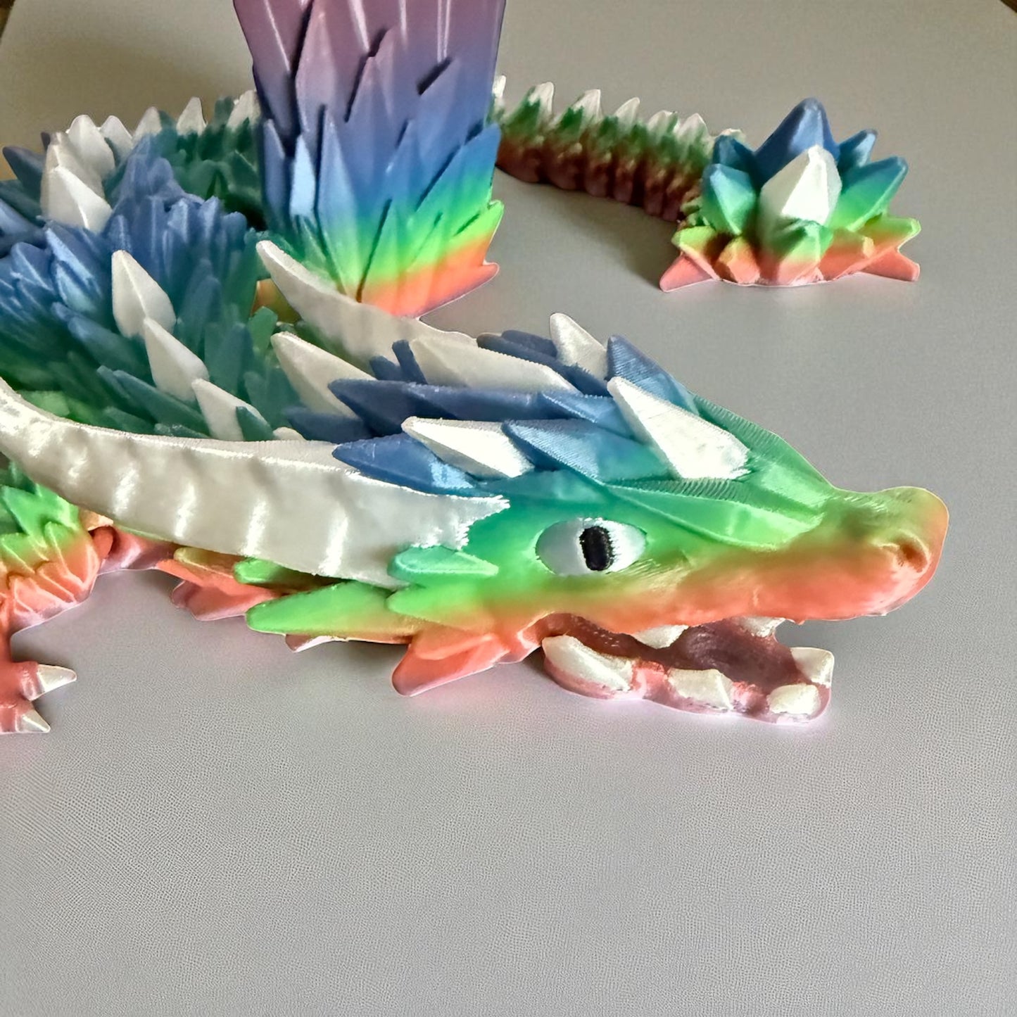 Rainbow Crystal Dragon – 3D Printed Articulated Figurine