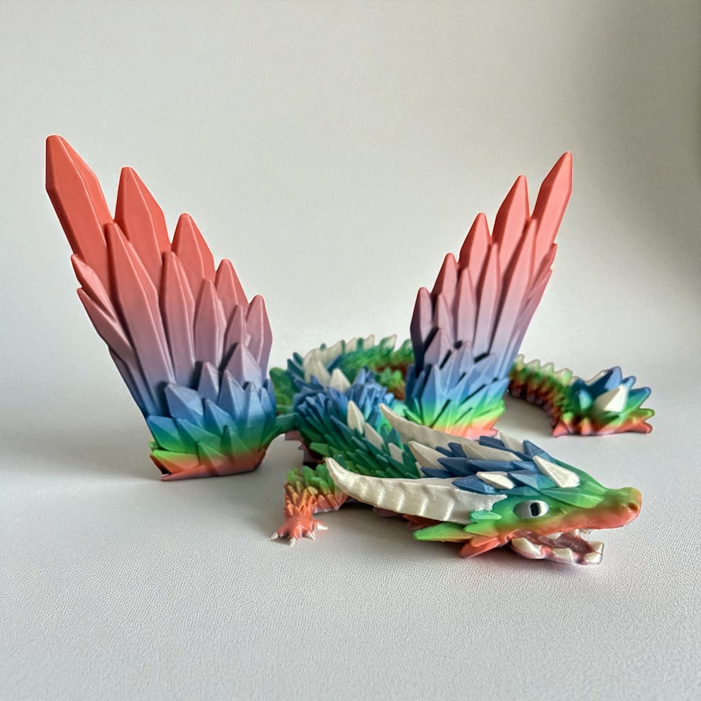 Rainbow Crystal Dragon – 3D Printed Articulated Figurine