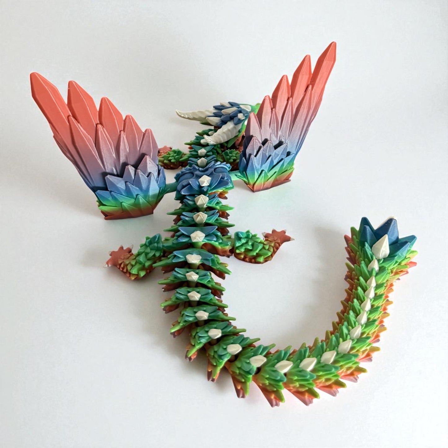 Rainbow Crystal Dragon – 3D Printed Articulated Figurine