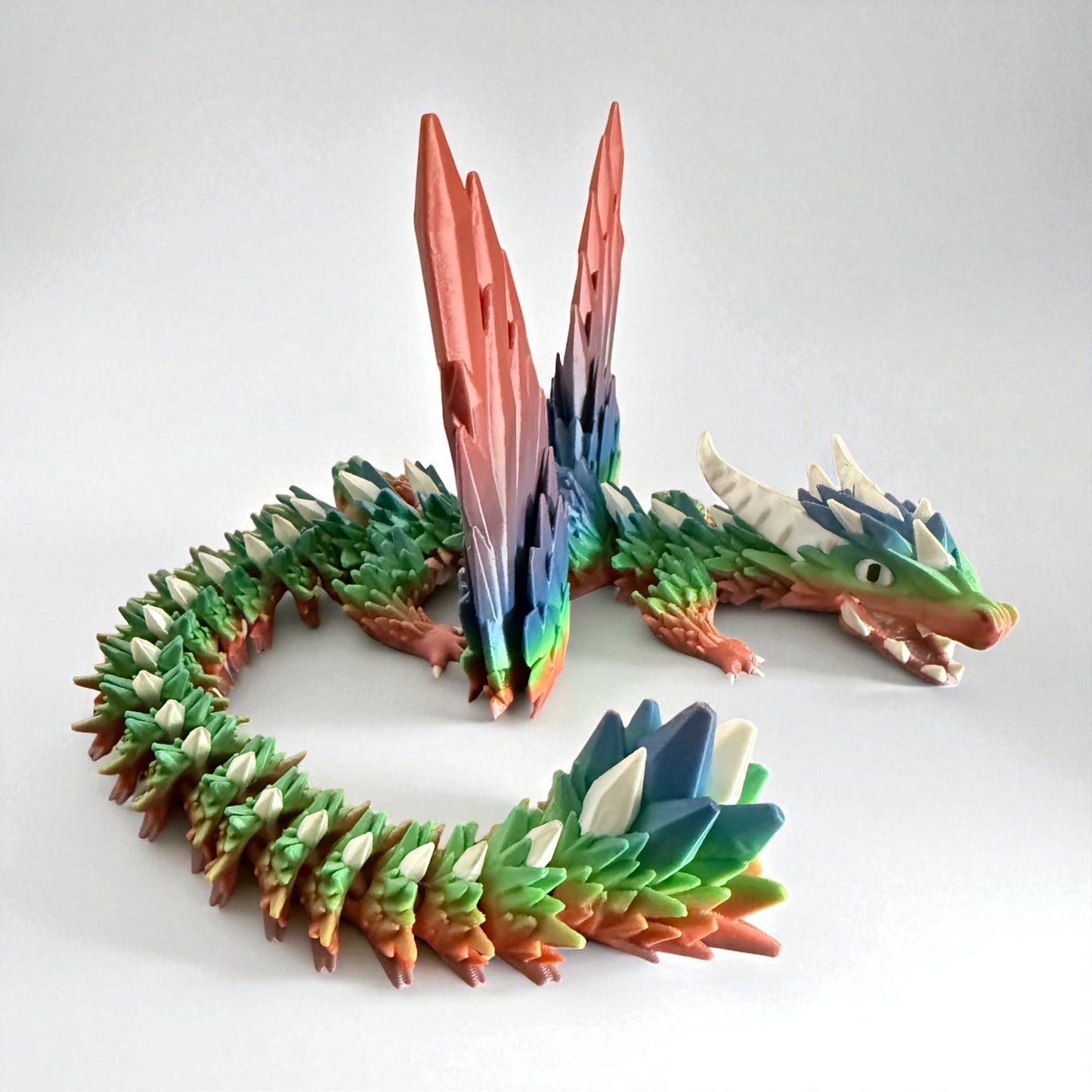 Rainbow Crystal Dragon – 3D Printed Articulated Figurine
