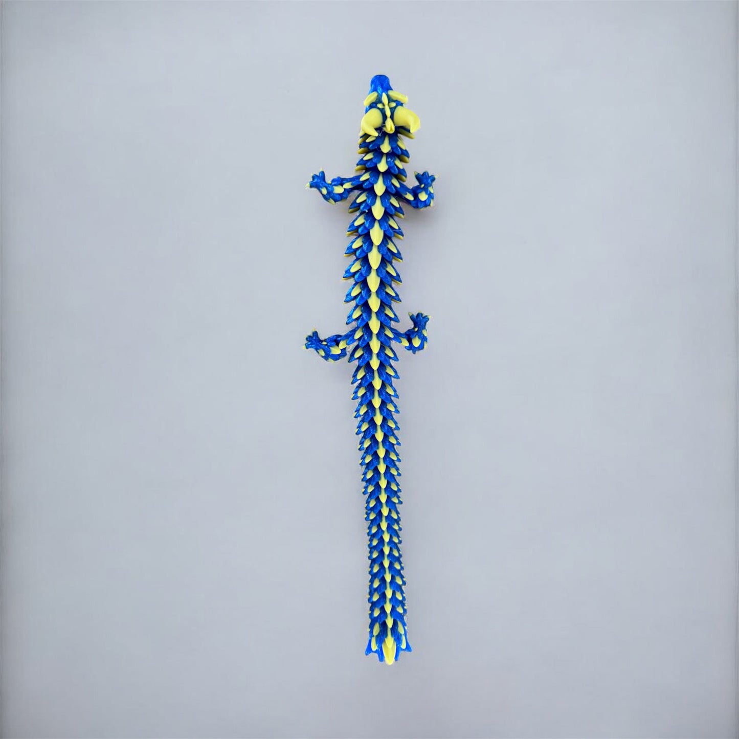Baby Blue & Gold Scale Dragon – 3D Printed Articulated Figurine