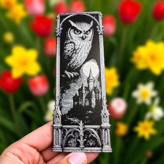 Moonlit Guardian – Owl & Castle Harry Potter inspired Bookmark